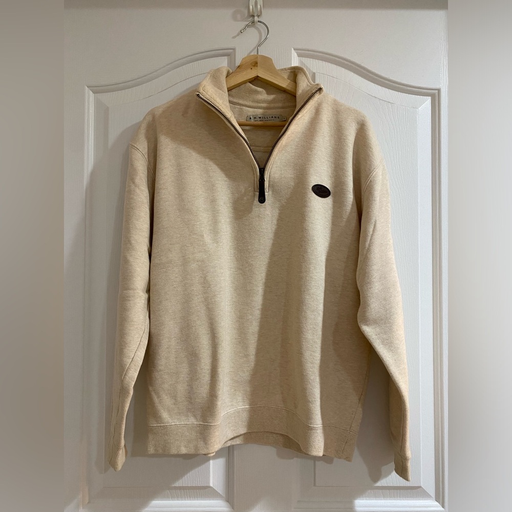 R.M. Williams Cream Zip-Up Sweater